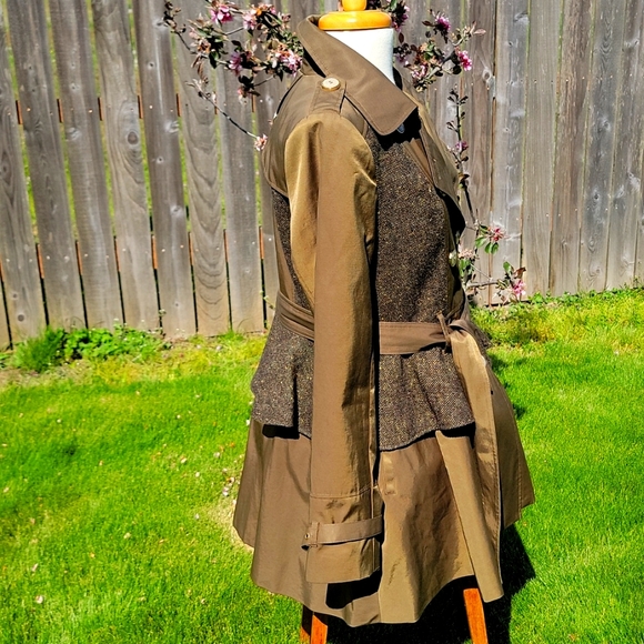 Steve Madden Tweed Peplum Trench Coat - Picture 2 of 10